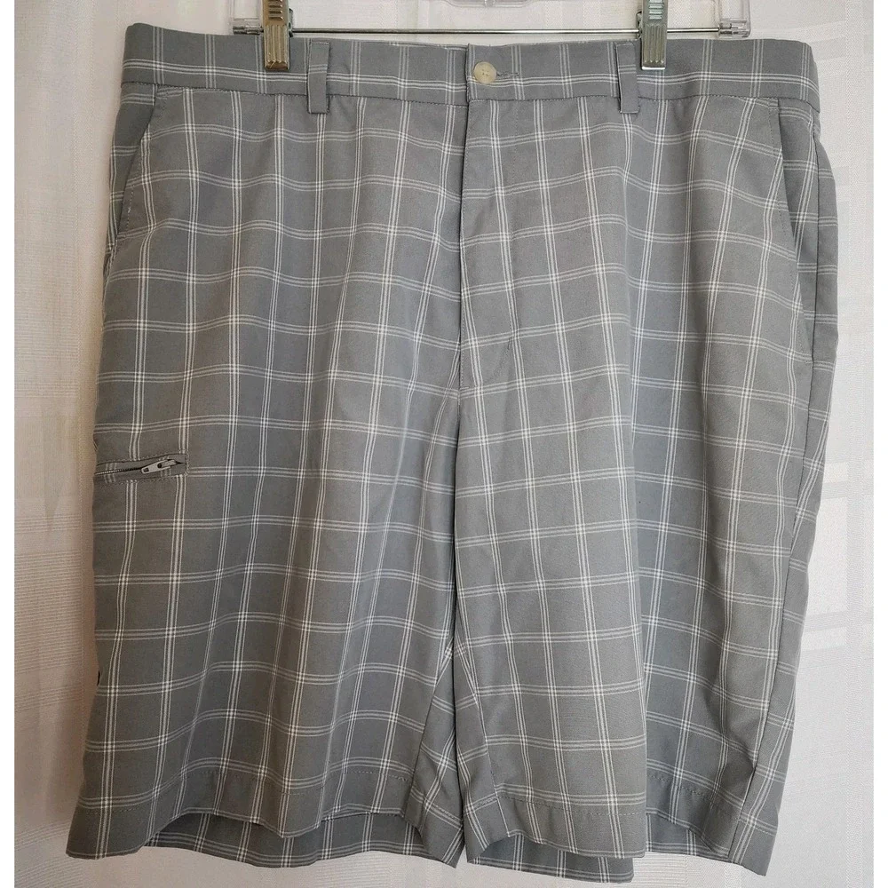 Grand Slam Performance Plaid Mens Shorts‎ Size 38 Gray White